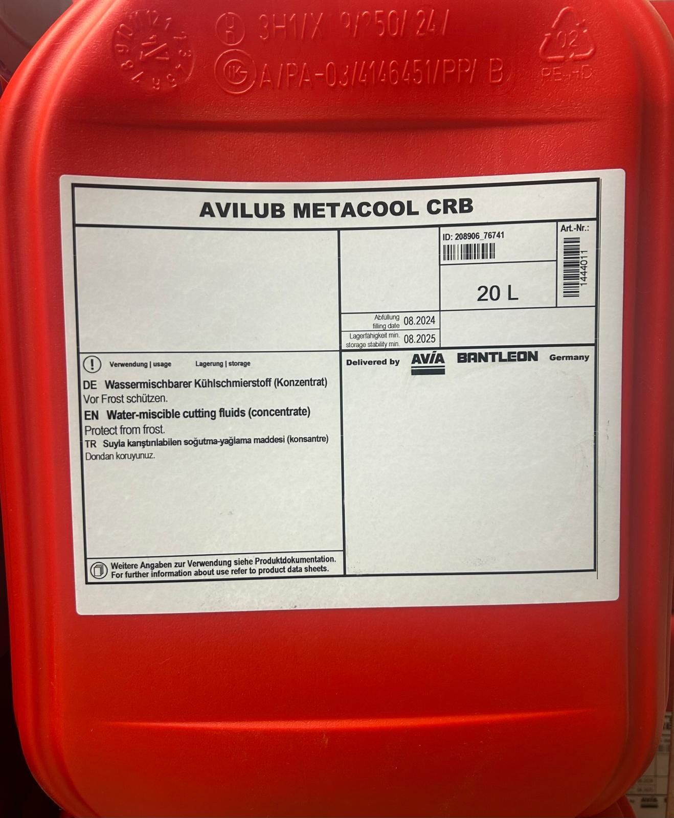 Avia Avılub Metacool CRB Yarı Sentetik Metal işleme Sıvısı 20 Lt